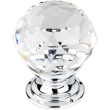 Clear Crystal Knob 1 1/8'' TK125PC Polished Chrome Base