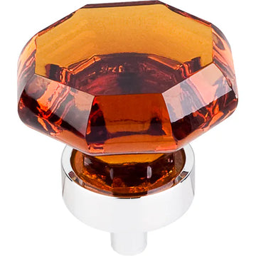 Wine Octagon Crystal Knob 1 3/8'' TK138PC Polished Chrome Base