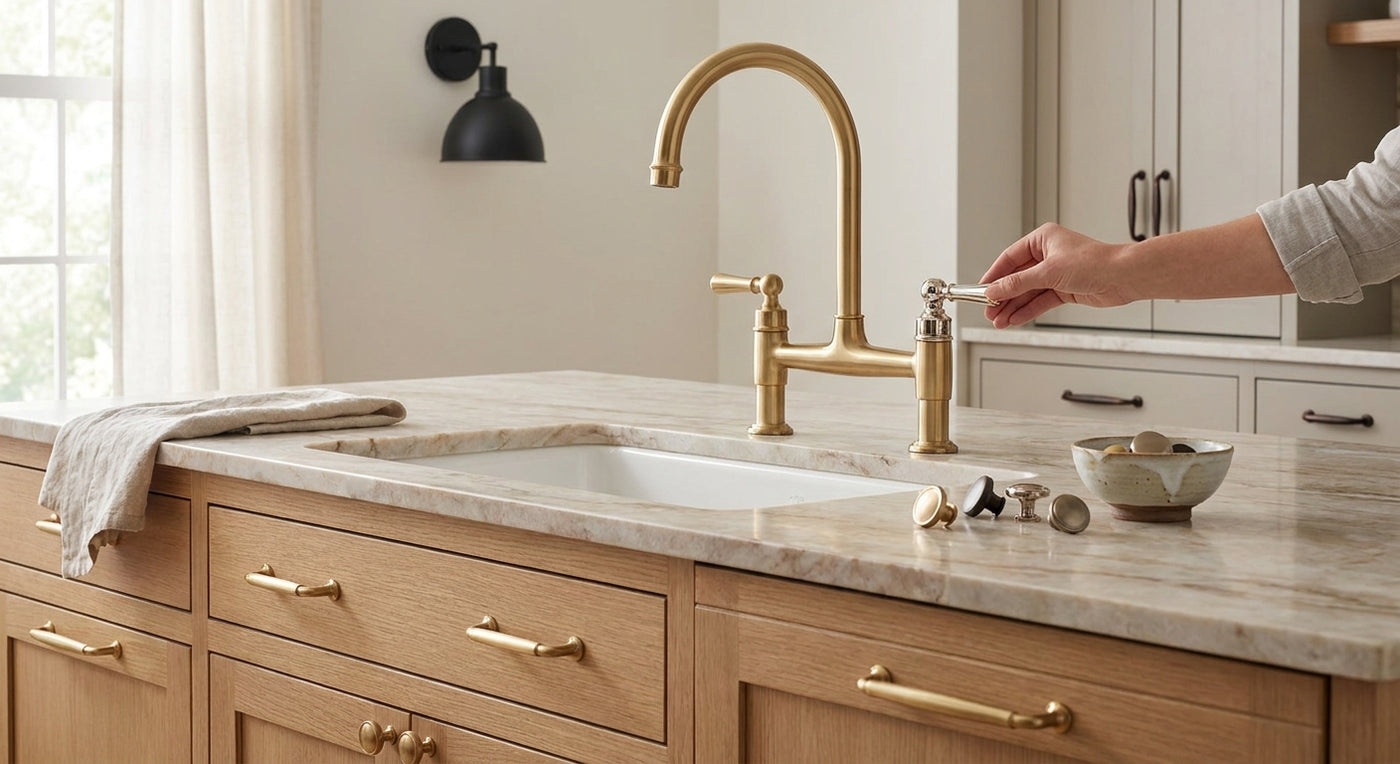 How to match cabinet hardware to faucets