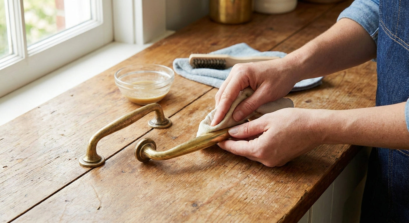 How to clean unlacquered brass cabinet hardware