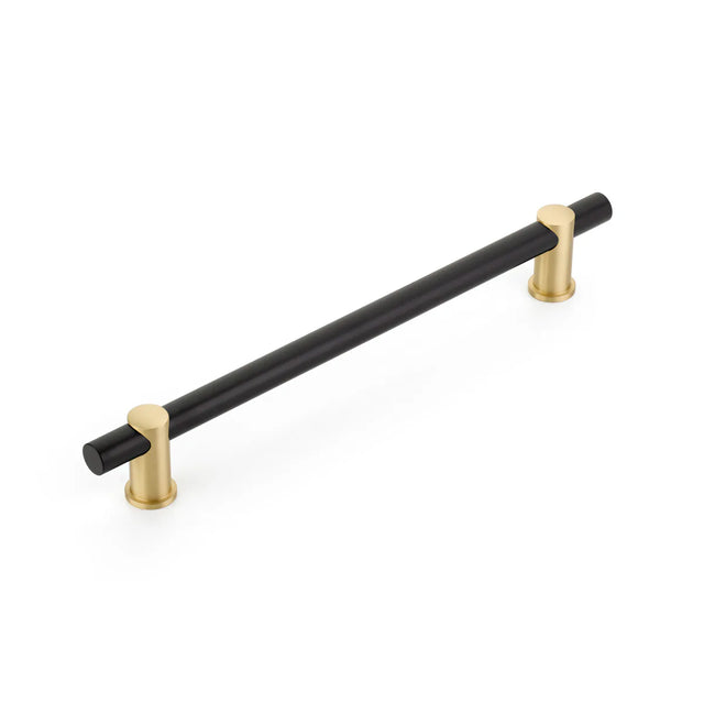 Foncé Concealed Surface, Appliance Pull, NON-Adjustable, Matte Black bar/Satin Brass stems, 12'' cc CS422-MB/SB