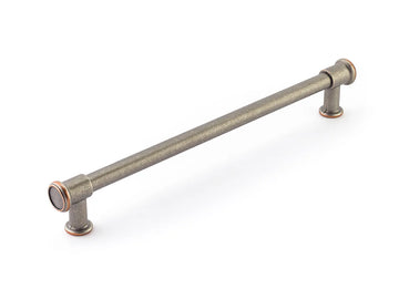 Steamworks Back to Back, Appliance Pull, Distressed Pewter/Copper, 15'' cc BTB79-15-DP/C
