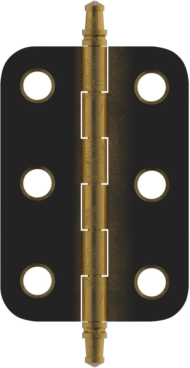 Functional Hardware 2'' Joint Non Self Closing Minaret Tip Butt Antique Brass Cabinet Hinge - 1 Pair BPR2355AE