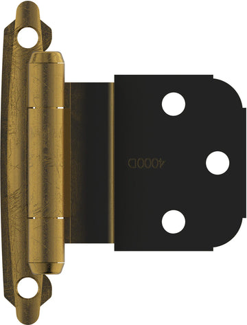 Functional Hardware 3/8'' Inset Self Closing Face Mount Antique Brass Cabinet Hinge - 1 Pair BPR7628AE