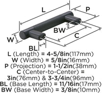 Bronx 3'' & 3-3/4'' cc Cabinet Pull BP36557