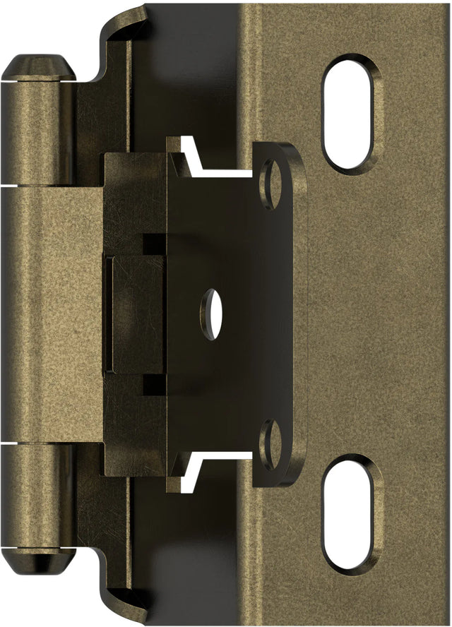 Functional Hardware 1/2'' Overlay Self Closing Full Wrap Burnished Brass Cabinet Hinge - 1 Pair BPR7540BB