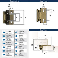 Functional Hardware 1/2'' Overlay Self Closing Full Wrap Burnished Brass Cabinet Hinge - 1 Pair BPR7540BB