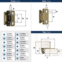 Functional Hardware 1/2'' Overlay Self Closing Partial Wrap Cabinet Hinge - 1 Pair BPR7550