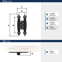 Functional Hardware Non-Self Closing Flush Mount Colonial Black Cabinet Hinge - 1 Pair BPR3404CB
