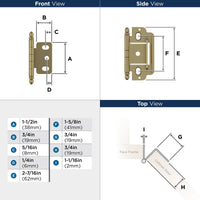 Functional Hardware 3/4'' Door Thickness Full Inset Partial Wrap Ball Tip Cabinet Hinge - Single Hinge PK3180