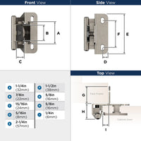 Functional Hardware 1/4'' Overlay Single Demountable Partial Wrap Cabinet Hinge - 1 Pair BPR8715