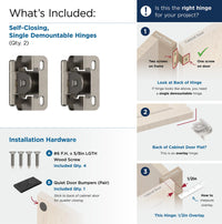 Functional Hardware 1/2'' Overlay Single Demountable Partial Wrap Cabinet Hinge - 1 Pair BPR8719