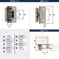 Functional Hardware 1/2'' Overlay Single Demountable Partial Wrap Cabinet Hinge - 1 Pair BPR8719
