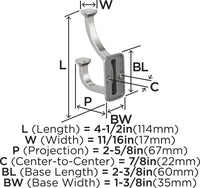 Alder Transitional Double Prong Wall Hook H37007