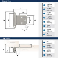 Functional Hardware 3/8'' Inset Self Closing Face Mount Cabinet Hinge - 1 Pair BPR3428