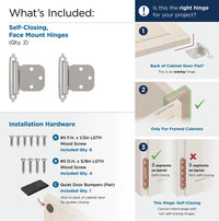 Functional Hardware Variable Overlay Self Closing Face Mount Cabinet Hinge - 1 Pair BPR7629