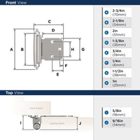 Functional Hardware Variable Overlay Self Closing Face Mount Cabinet Hinge - 1 Pair BPR7629