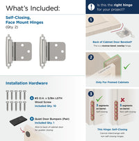 Functional Hardware Variable Overlay Self Closing Face Mount Reverse Bevel Cabinet Hinge - 1 Pair BPR7630