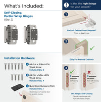 Functional Hardware 3/8'' Inset Self Closing Partial Wrap Cabinet Hinge - 1 Pair BPR7565
