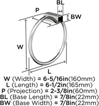 Monument Contemporary 6-1/2'' Length Towel Ring BH36082