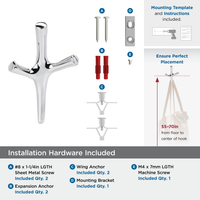 Kodiak Contemporary Triple Prong Wall Hook HBX37016