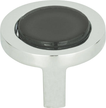 Spa Black Round Knob 1 1/4'' Polished Chrome 229-BLK-CH