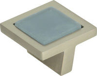 Spa Blue Square Knob 1 3/8'' Brushed Nickel 230-BLU-BRN