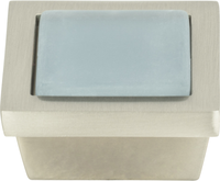 Spa Blue Square Knob 1 3/8'' Brushed Nickel 230-BLU-BRN