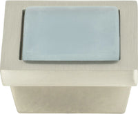 Spa Blue Square Knob 1 3/8'' Brushed Nickel 230-BLU-BRN