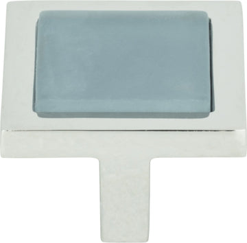Spa Blue Square Knob 1 3/8'' Polished Chrome 230-BLU-CH