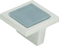 Spa Blue Square Knob 1 3/8'' Polished Chrome 230-BLU-CH