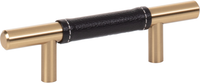 Zanzibar Black Leather Pull 3'' cc Warm Brass 280-BL-WB