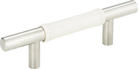 Zanzibar White Leather Pull 3'' cc Polished Chrome 280-WT-CH