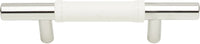 Zanzibar White Leather Pull 3'' cc Polished Chrome 280-WT-CH
