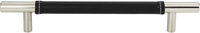 Zanzibar Black Leather Pull 6 5/16'' cc Polished Chrome 281-BL-CH