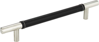 Zanzibar Black Leather Pull 6 5/16'' cc Polished Chrome 281-BL-CH