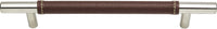Zanzibar Brown Leather Pull 6 5/16'' cc Polished Chrome 281-OW-CH