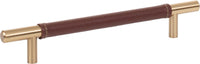 Zanzibar Brown Leather Pull 6 5/16'' cc Warm Brass 281-OW-WB