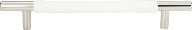 Zanzibar White Leather Pull 6 5/16'' cc Polished Chrome 281-WT-CH