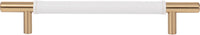 Zanzibar White Leather Pull 6 5/16'' cc Warm Brass 281-WT-WB