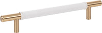 Zanzibar White Leather Pull 6 5/16'' cc Warm Brass 281-WT-WB