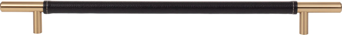 Zanzibar Black Leather Pull 11 5/16'' cc Warm Brass 282-BL-WB