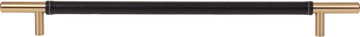 Zanzibar Black Leather Pull 11 5/16'' cc Warm Brass 282-BL-WB