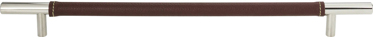 Zanzibar Brown Leather Pull 11 5/16'' cc Polished Chrome 282-OW-CH