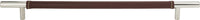 Zanzibar Brown Leather Pull 11 5/16'' cc Polished Chrome 282-OW-CH