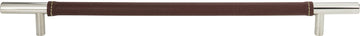 Zanzibar Brown Leather Pull 11 5/16'' cc Polished Chrome 282-OW-CH