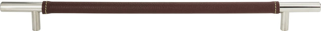 Zanzibar Brown Leather Pull 11 5/16'' cc Polished Chrome 282-OW-CH
