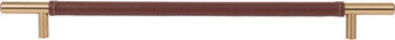 Zanzibar Brown Leather Pull 11 5/16'' cc Warm Brass 282-OW-WB