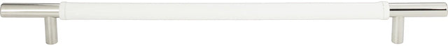 Zanzibar White Leather Pull 11 5/16'' cc Polished Chrome 282-WT-CH