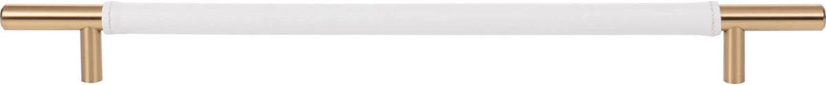Zanzibar White Leather Pull 11 5/16'' cc Warm Brass 282-WT-WB